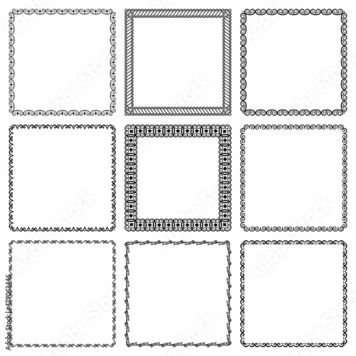 Vector set of square narrow and wide simple frames