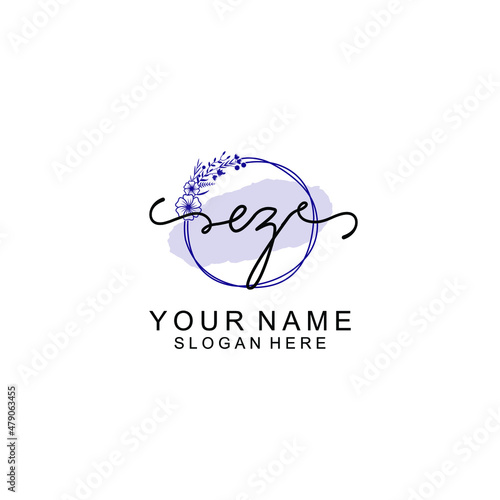 Initial EZ beauty monogram and elegant logo design handwriting logo of initial signature