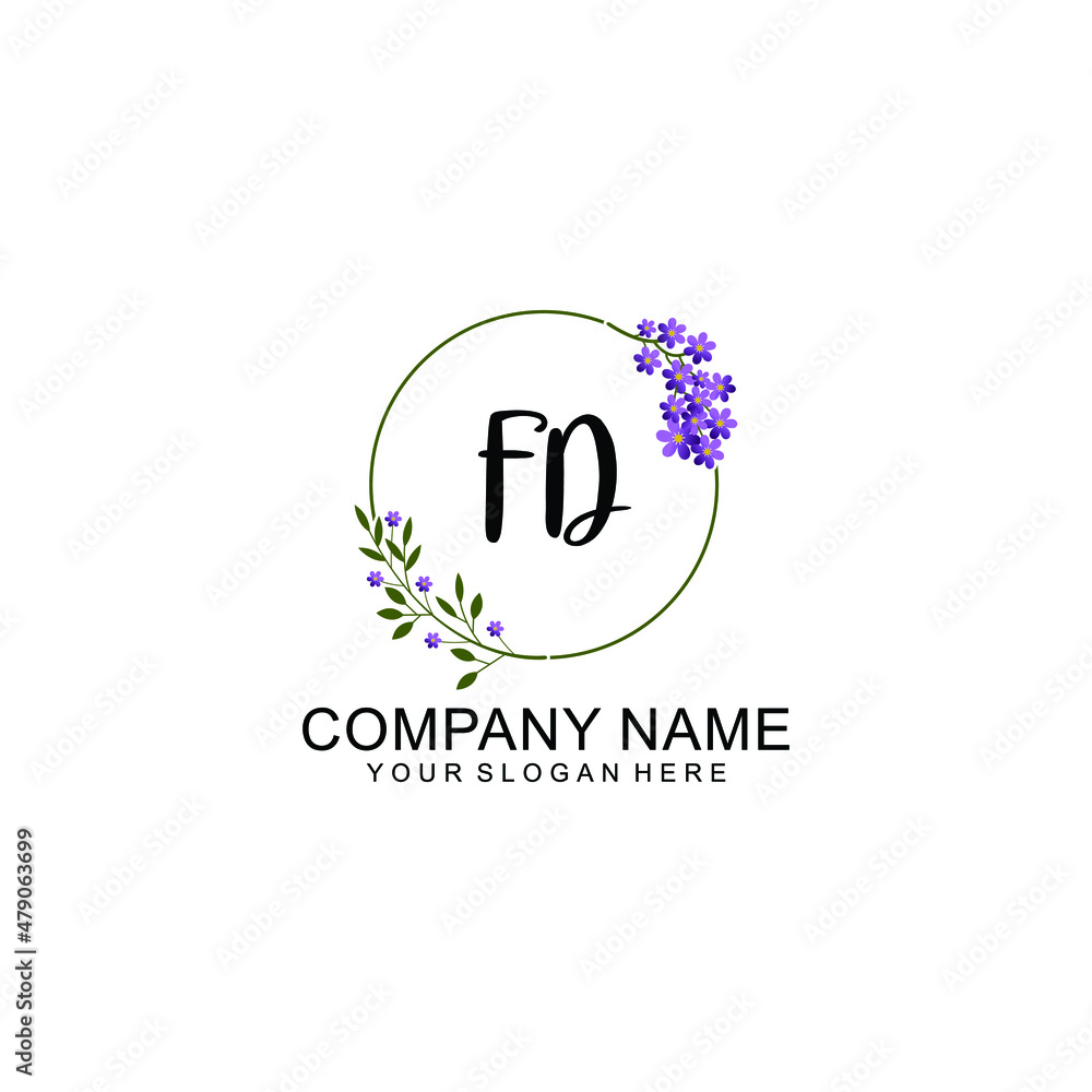 FD Initial handwriting logo vector. Hand lettering for designs