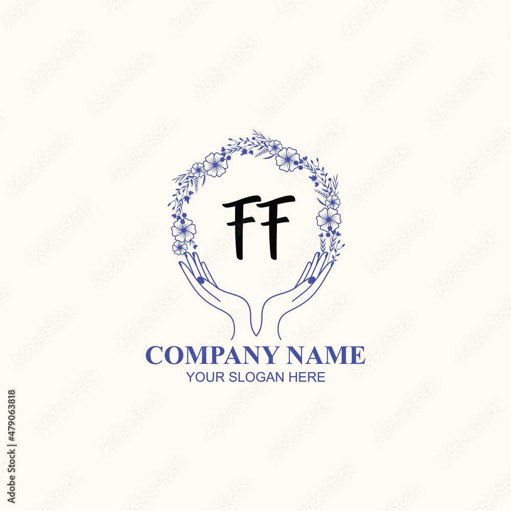 FF initial hand drawn wedding monogram logos