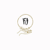 FJ initial hand drawn wedding monogram logos