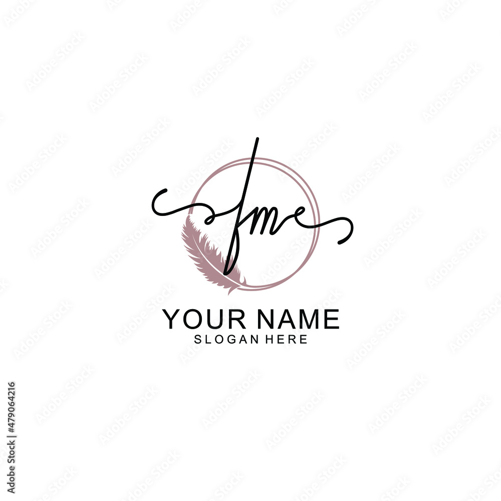 Initial FM beauty monogram and elegant logo design handwriting logo of initial signature Initial FM beauty monogram and elegant logo design handwriting logo of initial signature