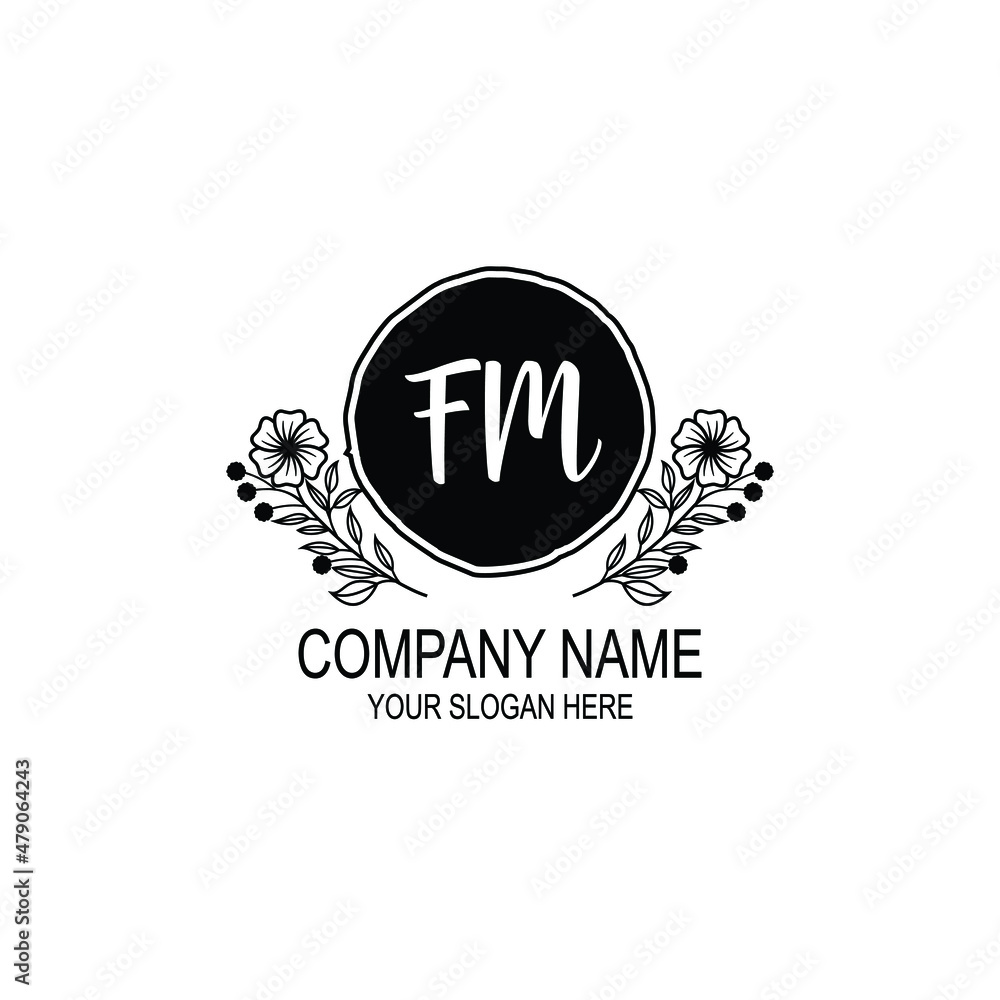 FM initial hand drawn wedding monogram logos