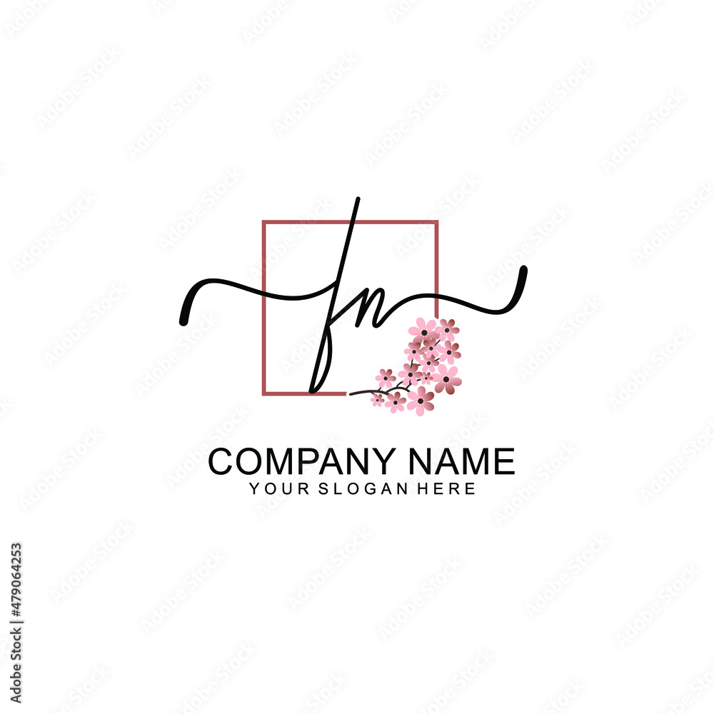 Initial FN beauty monogram and elegant logo design handwriting logo of initial signature Initial FN beauty monogram and elegant logo design handwriting logo of initial signature