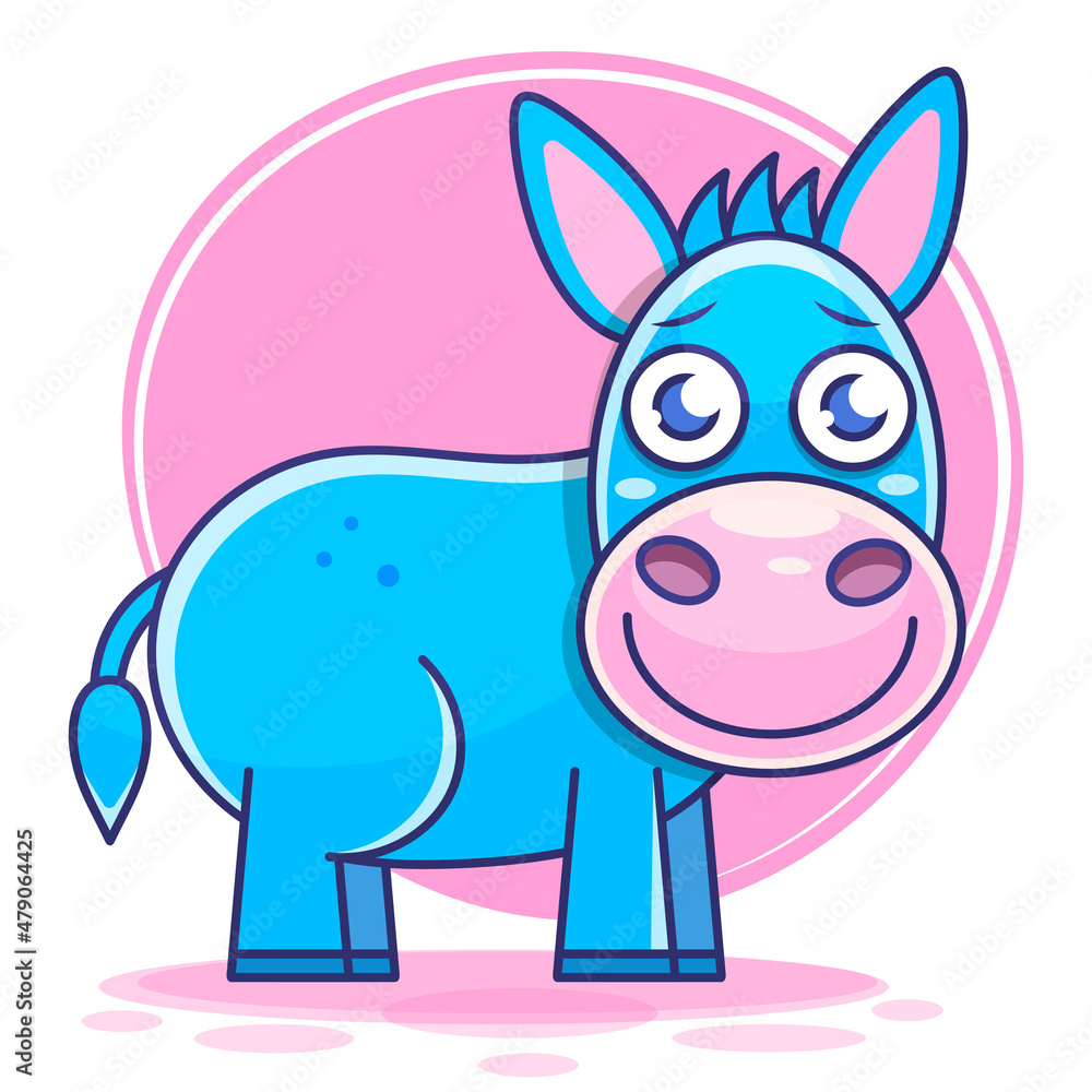 donkey cute illustration, donkey cartoon, donkey vector, donkey