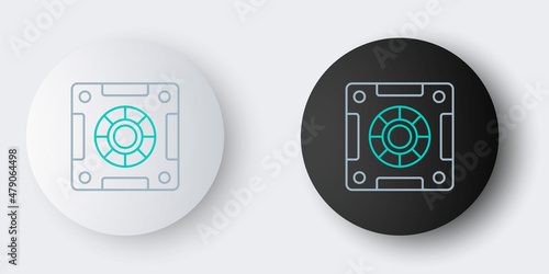 Line Safe icon isolated on grey background. The door safe a bank vault with a combination lock. Reliable Data Protection. Colorful outline concept. Vector