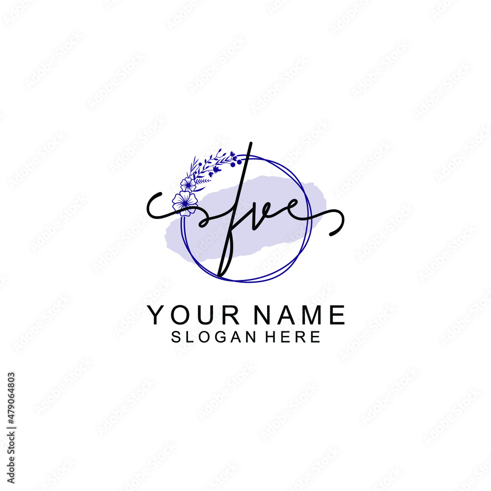 Initial FV beauty monogram and elegant logo design  handwriting logo of initial signature