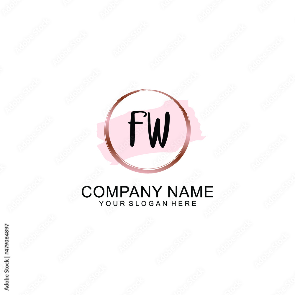FW Initial handwriting logo vector. Hand lettering for designs FW Initial handwriting logo vector. Hand lettering for designs