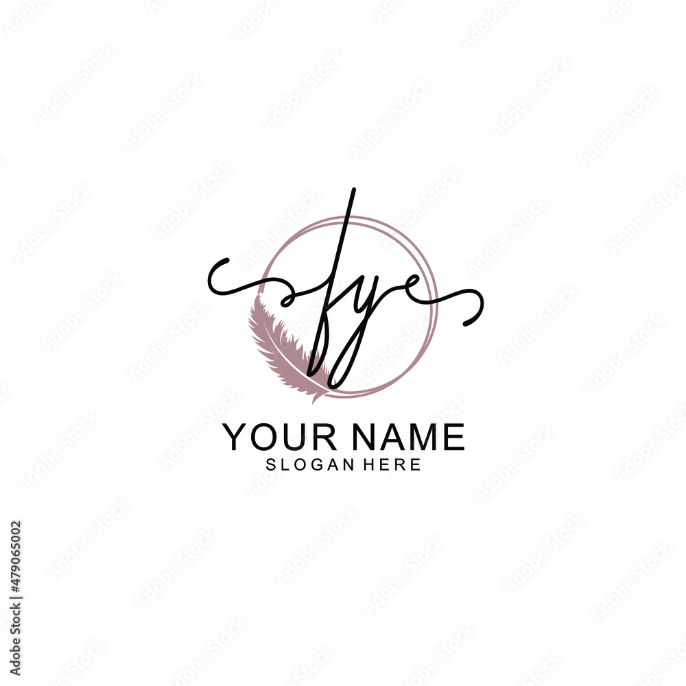 Initial FY beauty monogram and elegant logo design handwriting logo of initial signature Initial FY beauty monogram and elegant logo design handwriting logo of initial signature