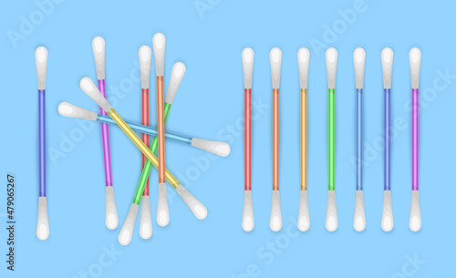 Cotton swabs are clean. Hygiene of the ears, illustration in cartoon Style
