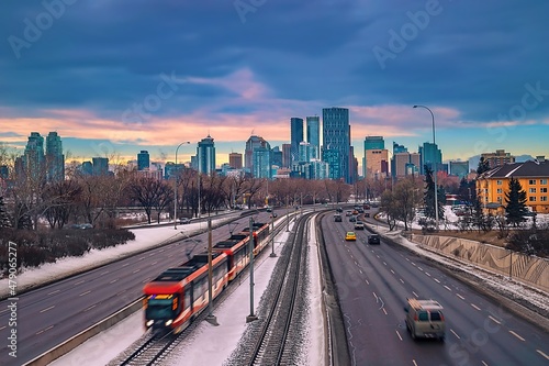 Roads To Downtown Calgary In The Winter