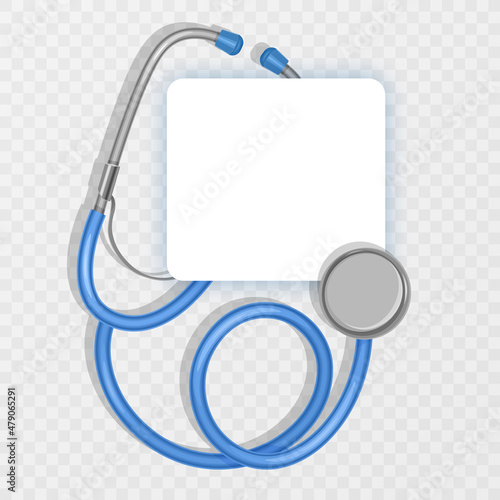 Medical stethoscope mockup. Realistic illustration of medical stethoscope vector mockup
