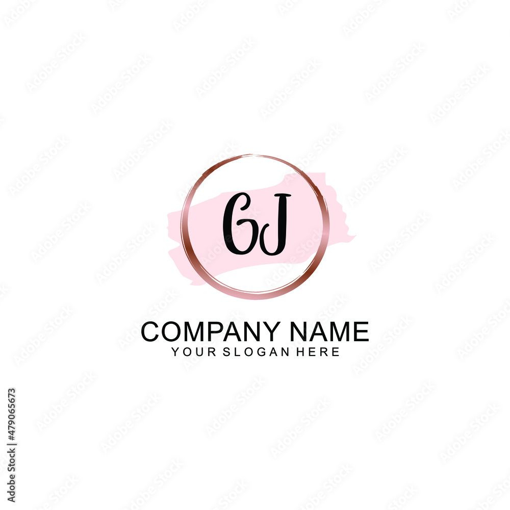 GJ Initial handwriting logo vector. Hand lettering for designs GJ Initial handwriting logo vector. Hand lettering for designs