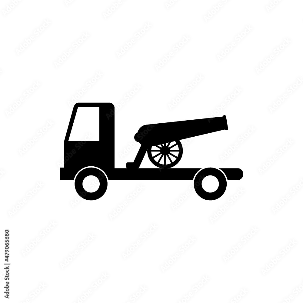 Cannon truck icon isolated on white background Cannon truck icon isolated on white background