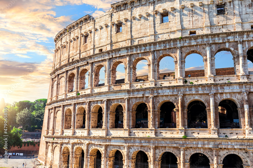 Famous Colosseum in Rome, close view, Italy