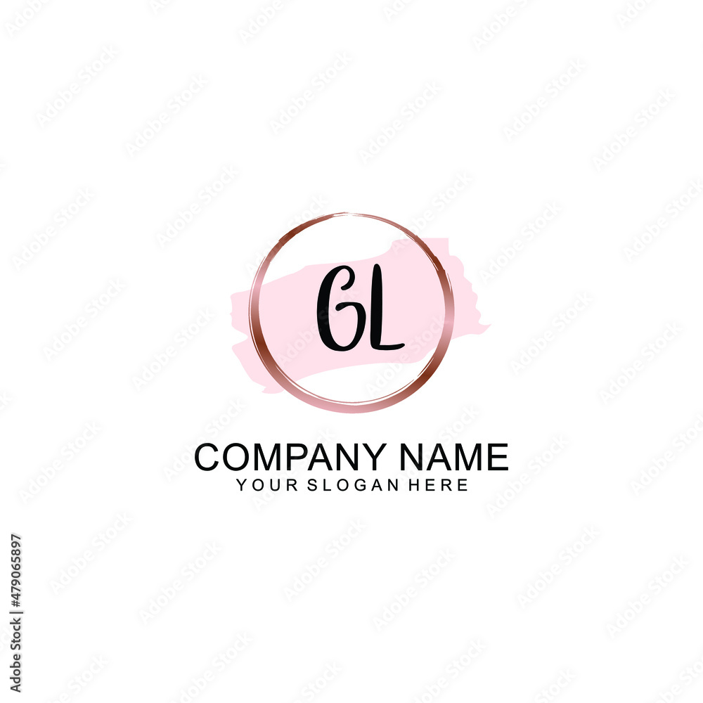 GL Initial handwriting logo vector. Hand lettering for designs GL Initial handwriting logo vector. Hand lettering for designs