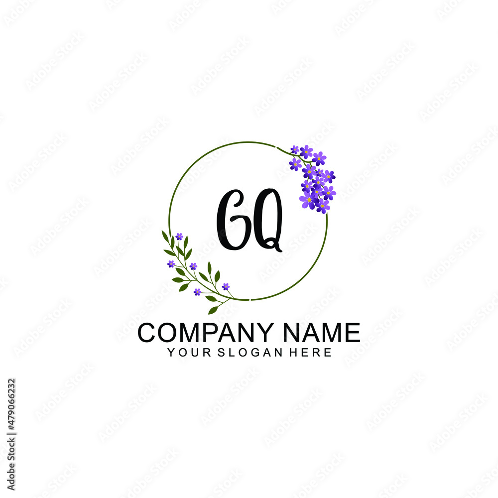 GQ Initial handwriting logo vector. Hand lettering for designs GQ Initial handwriting logo vector. Hand lettering for designs