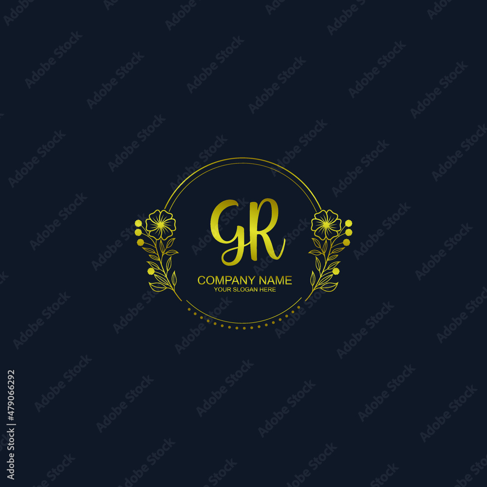 GR initial hand drawn wedding monogram logos GR initial hand drawn wedding monogram logos