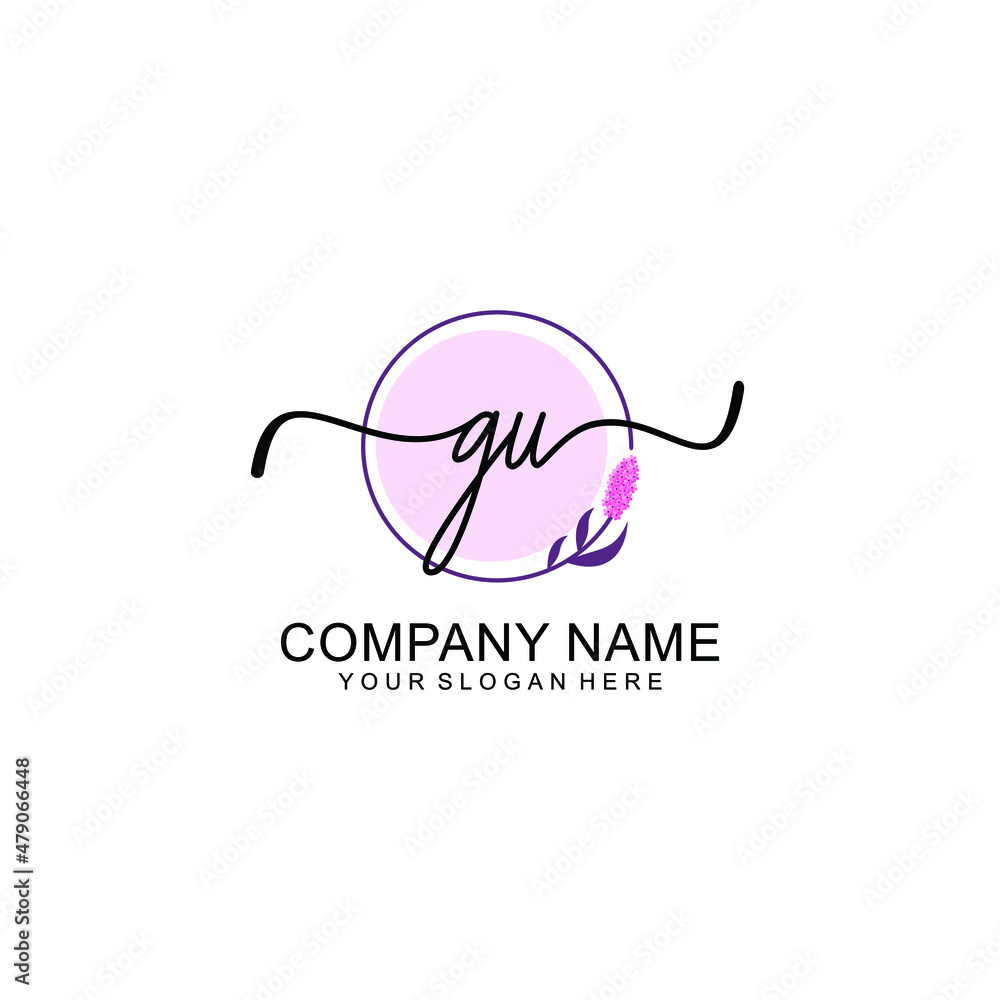 Initial GU beauty monogram and elegant logo design handwriting logo of initial signature Initial GU beauty monogram and elegant logo design handwriting logo of initial signature
