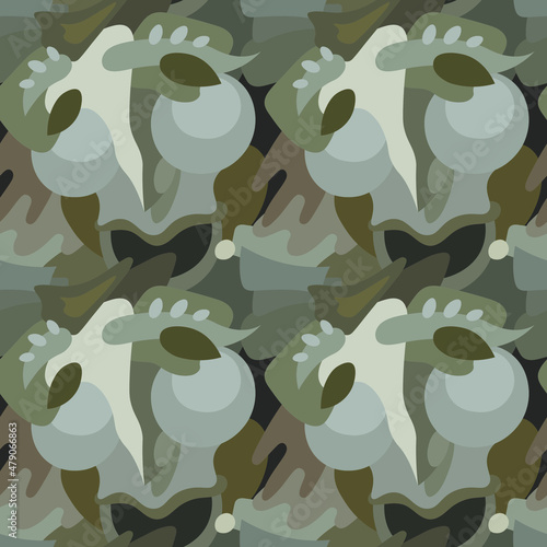 An ornament with a human face. Vector seamless pattern. Design print for textile, fabric, wallpaper, background.