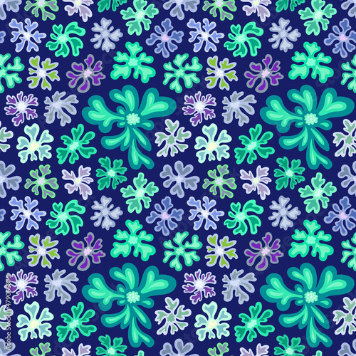 Vector seamless pattern. Ornament with flowers. Design print for textile, fabric, wallpaper, background.