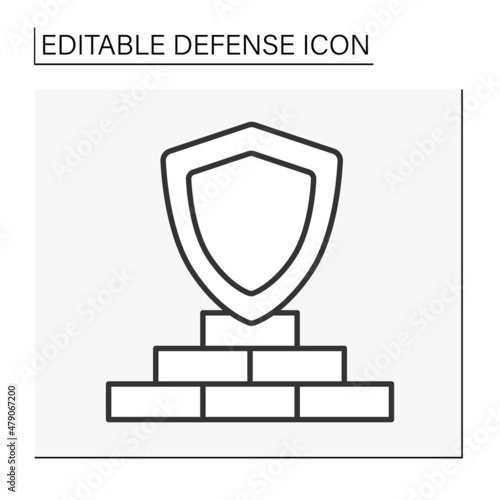  Shield line icon. Insurance on breaks. Protect personal data. Defense concept. Isolated vector illustration. Editable stroke