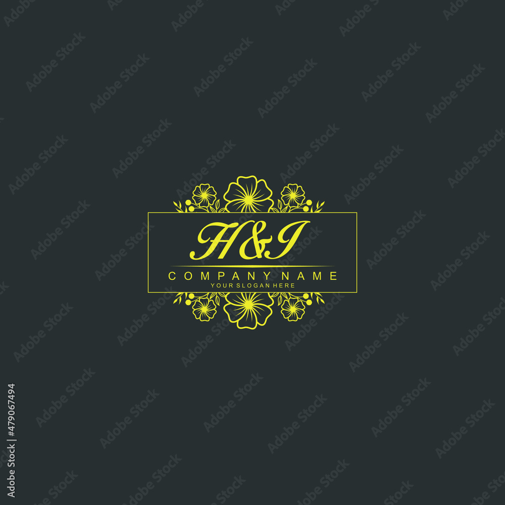 HI Initial handwriting logo vector. Hand lettering for designs HI Initial handwriting logo vector. Hand lettering for designs