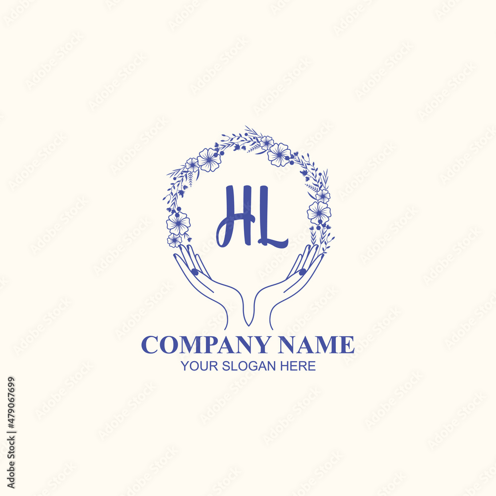 HL initial hand drawn wedding monogram logos