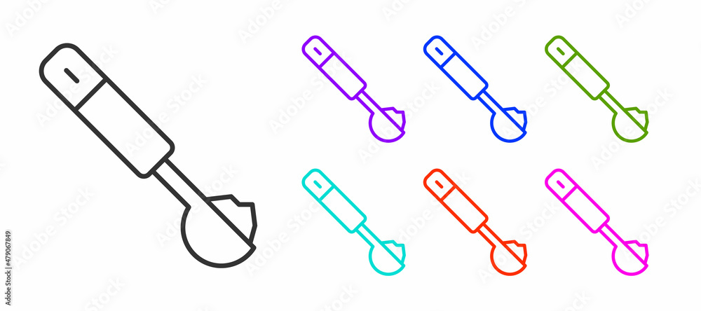 Black line Measuring spoon icon isolated on white background. Set icons colorful. Vector Black line Measuring spoon icon isolated on white background. Set icons colorful. Vector