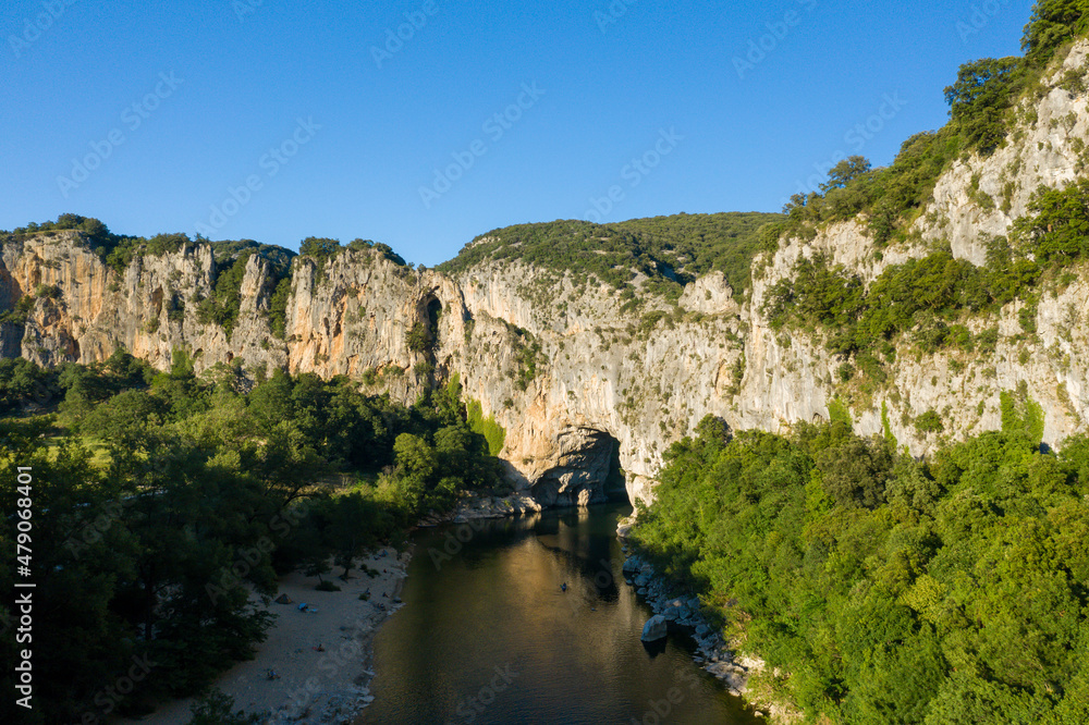 The Pont dArc in the Ardeche gorges in Europe, France, Ardeche, summer, on a sunny day.