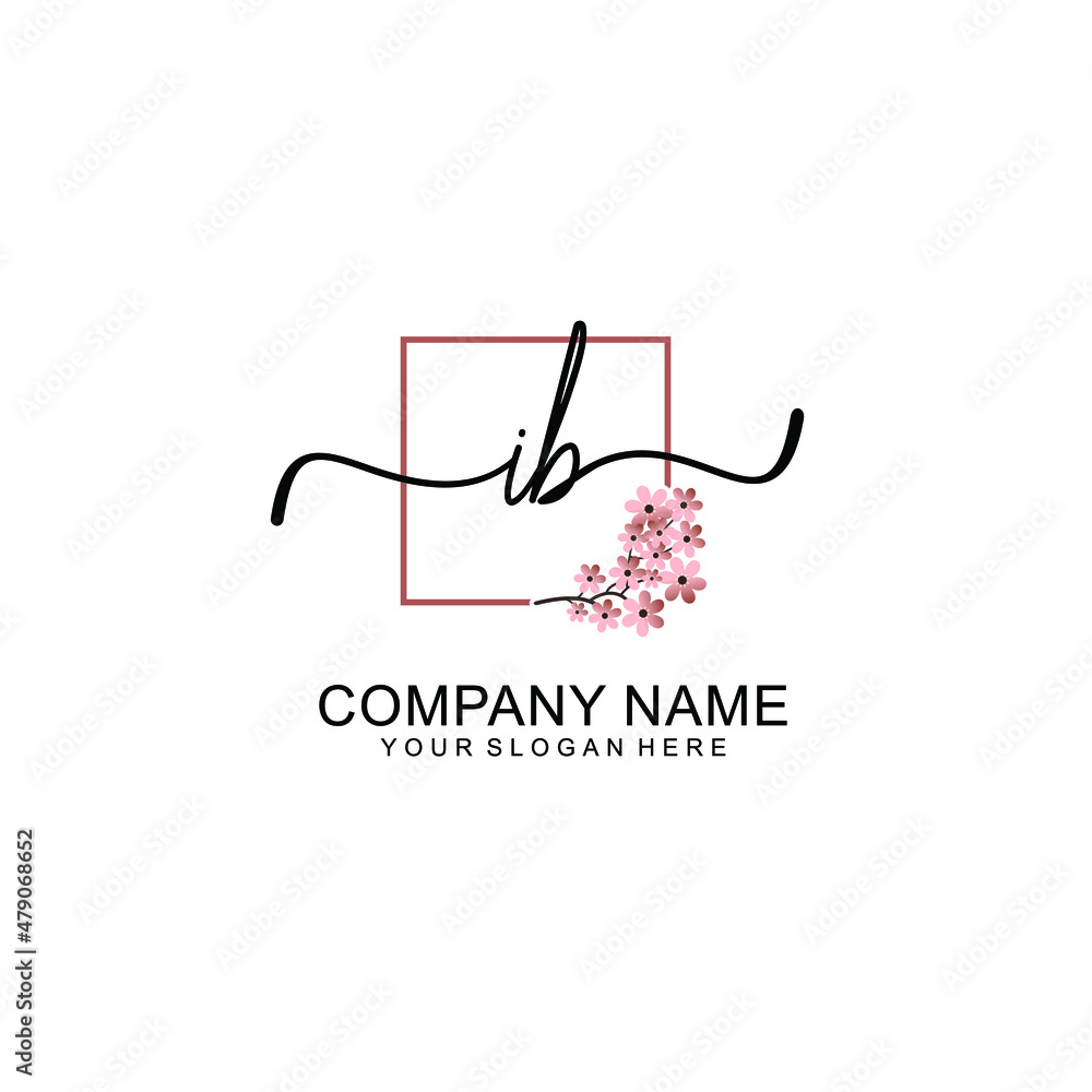 Initial IB beauty monogram and elegant logo design handwriting logo of initial signature Initial IB beauty monogram and elegant logo design handwriting logo of initial signature