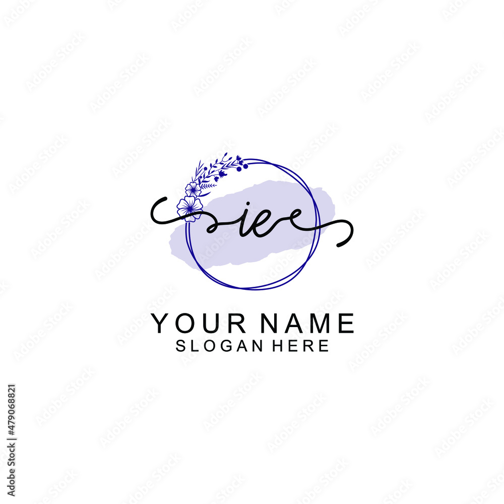 Initial IE beauty monogram and elegant logo design handwriting logo of initial signature Initial IE beauty monogram and elegant logo design handwriting logo of initial signature