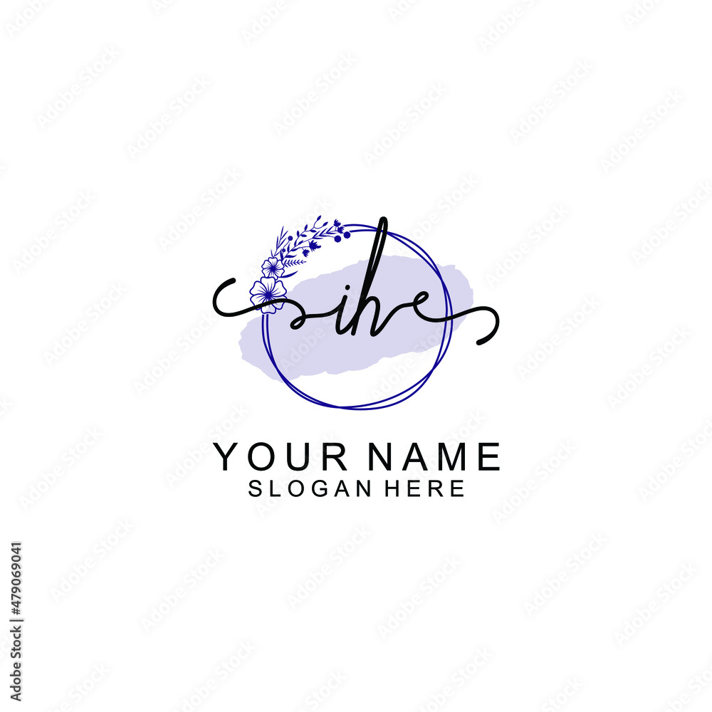 Initial IH beauty monogram and elegant logo design handwriting logo of initial signature Initial IH beauty monogram and elegant logo design handwriting logo of initial signature