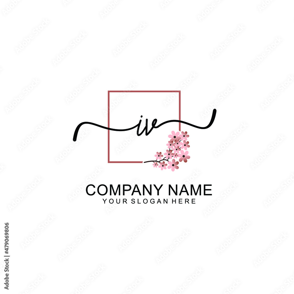 Initial IV beauty monogram and elegant logo design handwriting logo of initial signature Initial IV beauty monogram and elegant logo design handwriting logo of initial signature