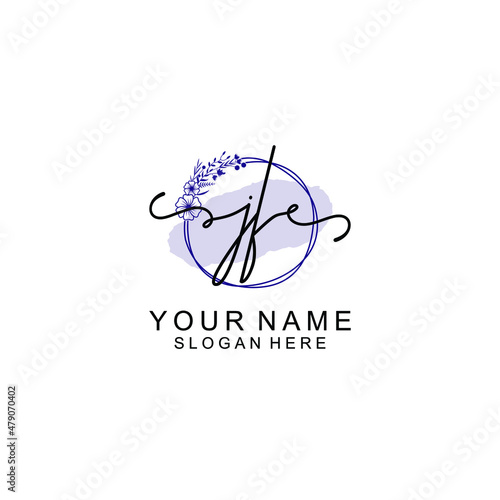 Initial JF beauty monogram and elegant logo design handwriting logo of initial signature