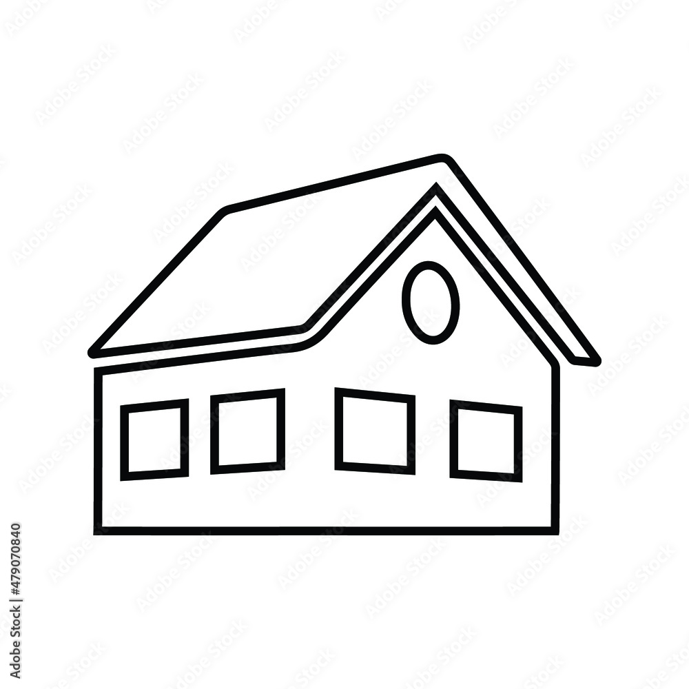 House, home, building outline icon. Line art vector.