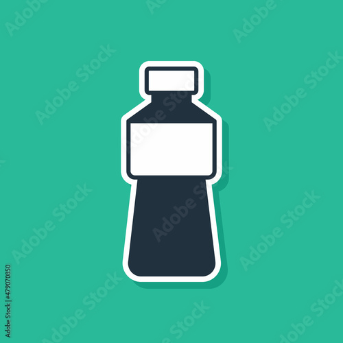 Blue Bottle of water icon isolated on green background. Soda aqua drink sign. Vector