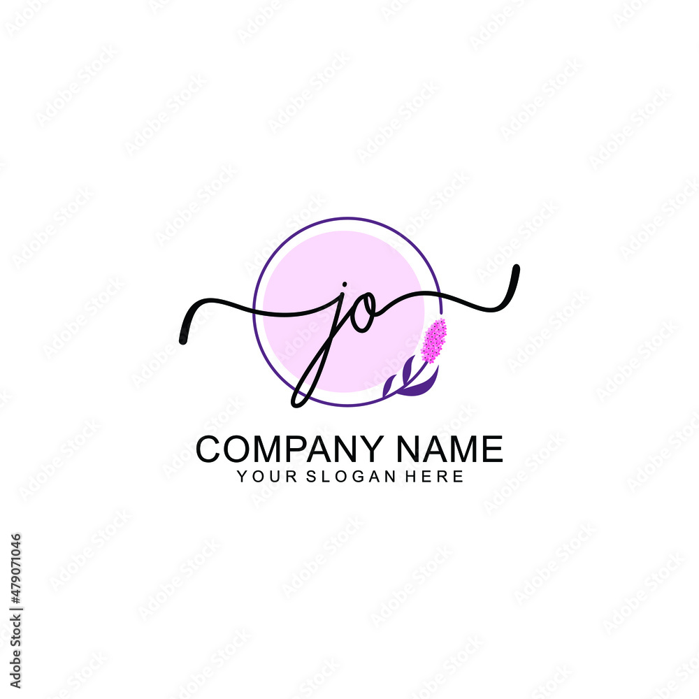 Initial JO beauty monogram and elegant logo design handwriting logo of initial signature Initial JO beauty monogram and elegant logo design handwriting logo of initial signature