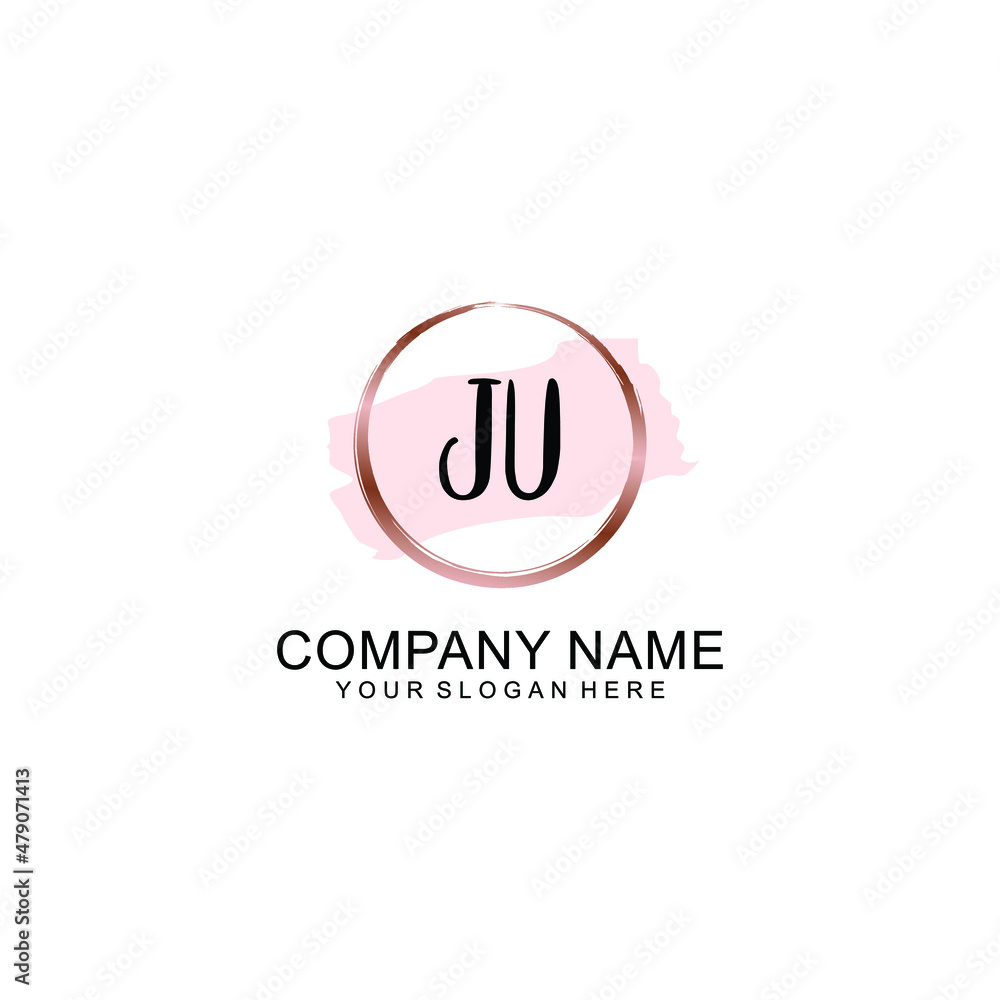 JU Initial handwriting logo vector. Hand lettering for designs