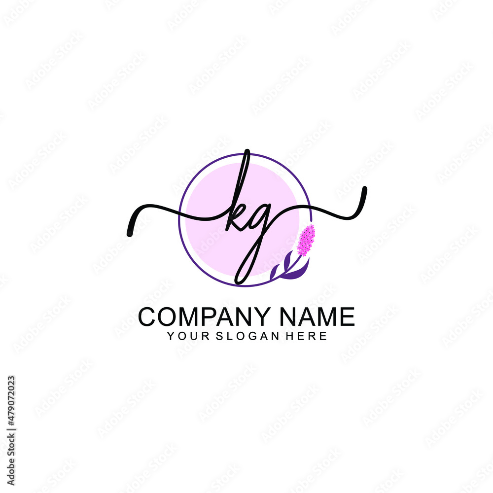 Initial KG beauty monogram and elegant logo design  handwriting logo of initial signature