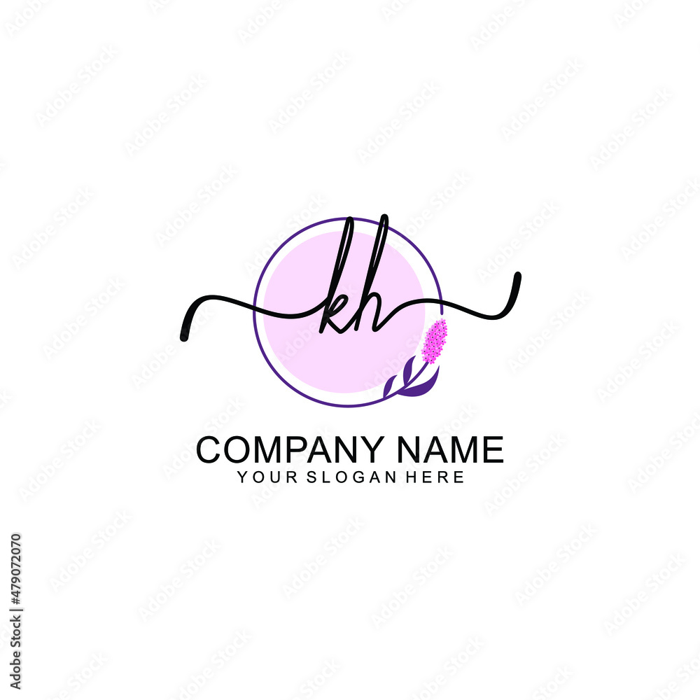 Initial KH beauty monogram and elegant logo design handwriting logo of initial signature Initial KH beauty monogram and elegant logo design handwriting logo of initial signature