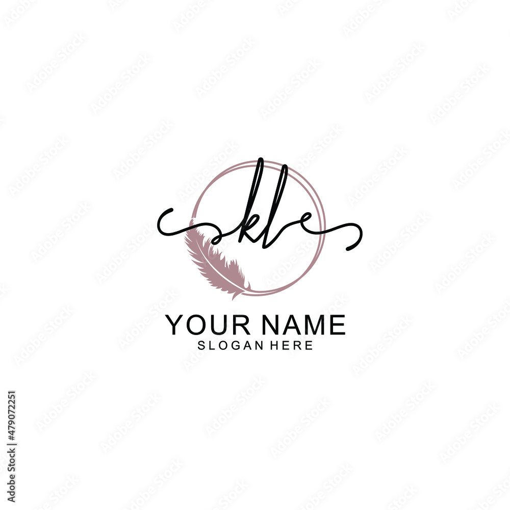 Initial KL beauty monogram and elegant logo design  handwriting logo of initial signature