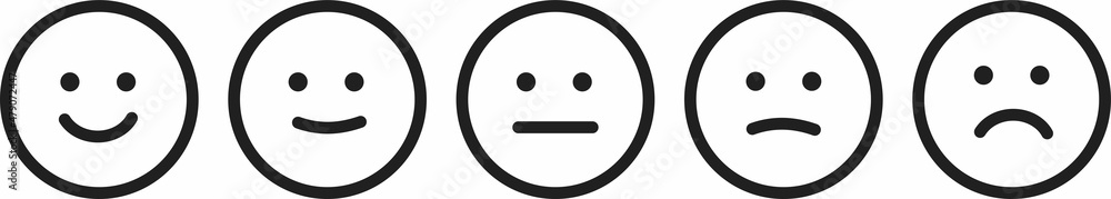Five facial expression of feedback icon. Rating satisfaction vector illustration Five facial expression of feedback icon. Rating satisfaction vector illustration