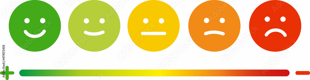 Fototapeta premium Five facial expression of feedback icon. Rating satisfaction vector illustration