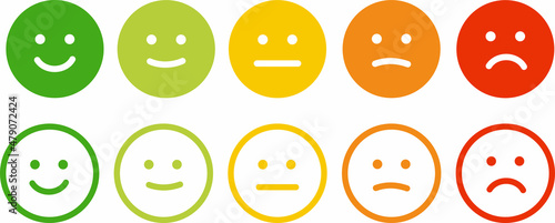 Five facial expression of feedback icon. Rating satisfaction vector illustration