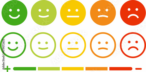 Five facial expression of feedback icon. Rating satisfaction vector illustration