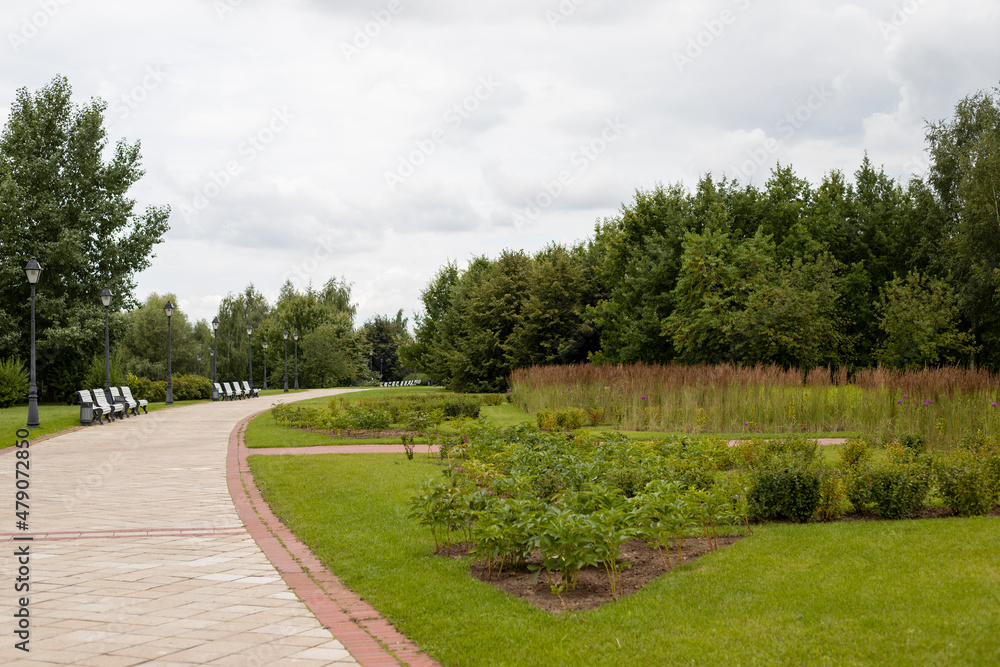 Walking area in Tsaritsyno Park in Moscow