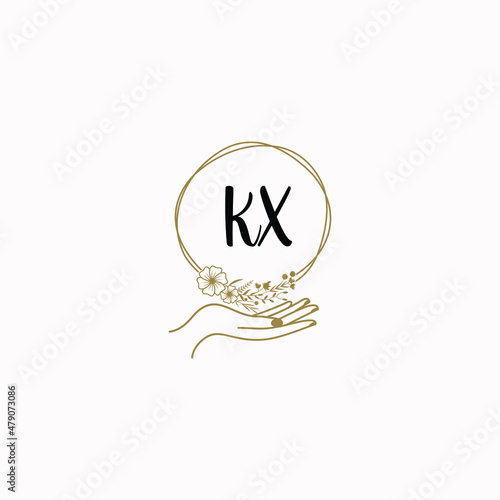 KX initial hand drawn wedding monogram logos