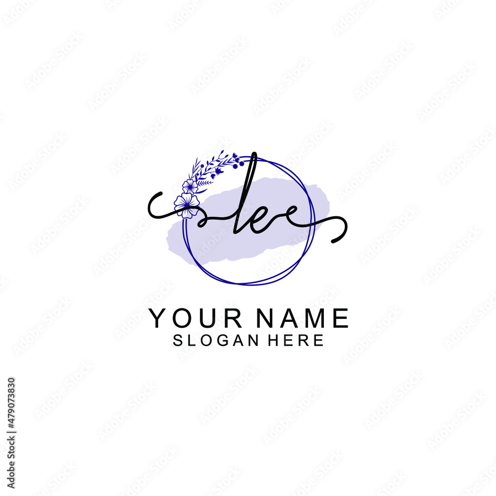 Initial LE beauty monogram and elegant logo design handwriting logo of initial signature Initial LE beauty monogram and elegant logo design handwriting logo of initial signature