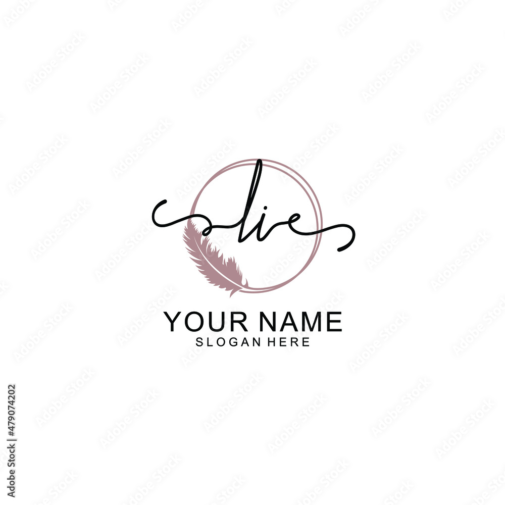 Initial LI beauty monogram and elegant logo design  handwriting logo of initial signature